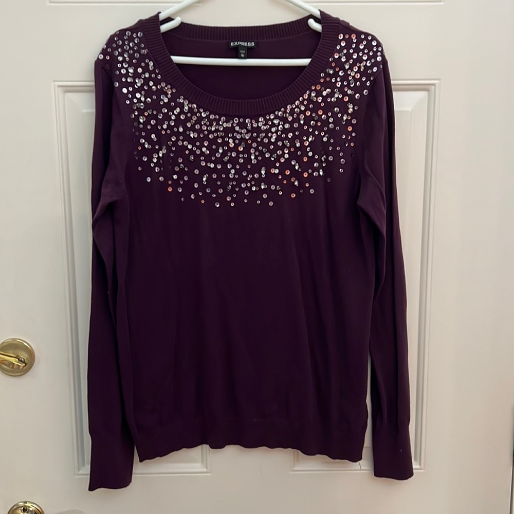 Express Women’s Purple Embellished Sweater. XL